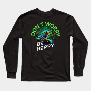 Brazil Funny Pun Don't Worry Be Happy Psychedelic Frog Long Sleeve T-Shirt